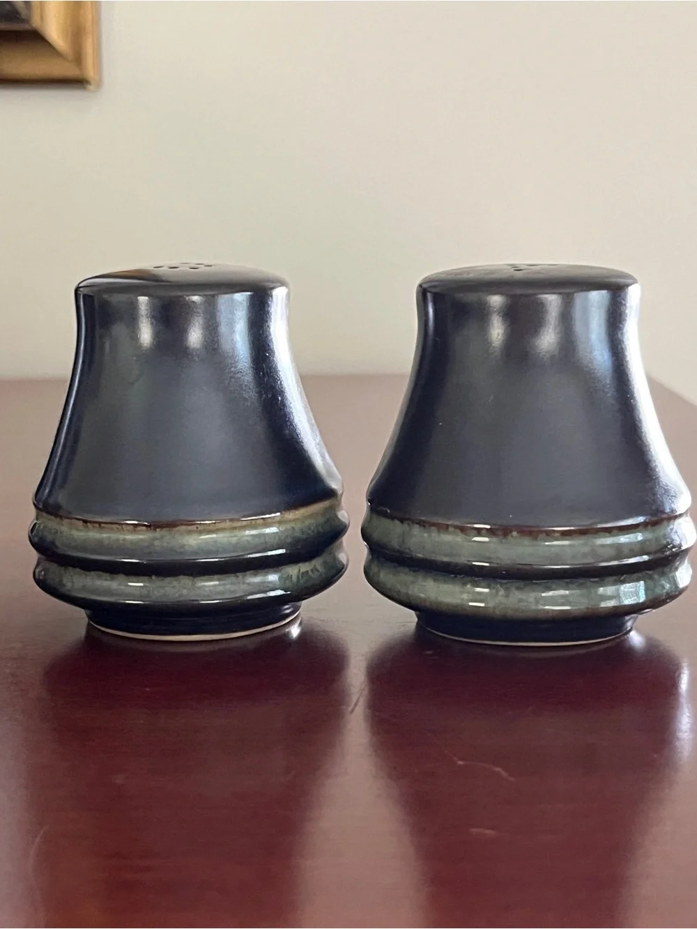 Vintage Denby Bokara / Kismet Blue Salt & Pepper Shaker Set Langley England